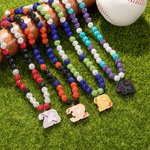 Personalised Magnetic Sparkle Rhinestone Disco Ball Baseball Sports Name Beaded Necklace Game Day Birthday Gift for Ball Game Lovers Players