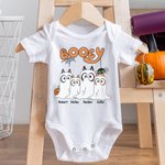 Personalised Cartoon Booey 1-6 Dog Ghosts Design 100% Cotton Baby Bodysuit with Name First Halloween Baby Shower Gift for Newborns