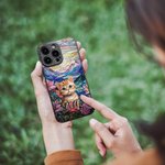 Spersonalizowane etui na telefon z portretem kota i psa ze sztucznego witrażu na iPhone'a z imieniem Prezent urodzinowy i rocznicowy dla właścicieli zwierząt domowych