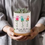 Maceta de cerámica personalizada con nombre y base de bambú Regalo del Día de la Madre para mamá abuela