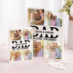 Personalized 4 Dad Photos Collage Building Brick Puzzles with Name and Text Father's Day Birthday Gift for Dad Grandpa
