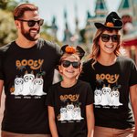 Personalised Booey Cute Dog Ghost Pumpkin 100% Cotton Kid Aldult T-shirt with 1-6 Names Halloween Party Gift for Family Kids Friends