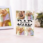 Personalized 4 Dad Photos Collage Building Brick Puzzles with Name and Text Father's Day Birthday Gift for Dad Grandpa
