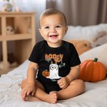 Personalised Cartoon Booey 1-6 Dog Ghosts Design 100% Cotton Baby Bodysuit with Name First Halloween Baby Shower Gift for Newborns