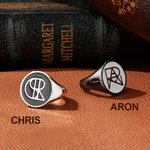 Personlig Unisex Monogram Navn Logo Signet Ring Smykker Bursdag Graduering Jubileumsgave til menn Kvinner
