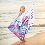 Personalized Fantasy Mermaid Quick Dry Oversized Microfiber Beach Towel with Name Vacation Beach Travel Accessories Birthday Gift for Girls Kids