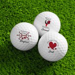 Spersonalizowany zabawny zestaw 3 piłek golfowych z imionami na urodziny, walentynki i rocznicę dla pary miłośników golfa