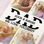 Personalized 4 Dad Photos Collage Building Brick Puzzles with Name and Text Father's Day Birthday Gift for Dad Grandpa