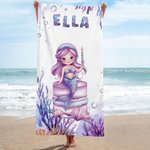 Personalized Fantasy Mermaid Quick Dry Oversized Microfiber Beach Towel with Name Vacation Beach Travel Accessories Birthday Gift for Girls Kids
