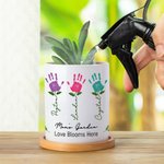 Maceta de cerámica personalizada con nombre y base de bambú Regalo del Día de la Madre para mamá abuela