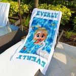 Personalized Swimming Pool 3D Cute Cartoon Kid Quick Dry Oversized Beach Towel with Name Summer Travel Essential Vacation Gift for Boys Girls