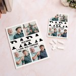 Personalized 4 Dad Photos Collage Building Brick Puzzles with Name and Text Father's Day Birthday Gift for Dad Grandpa
