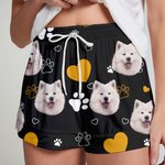 Personalized Cute Paw Print Bone Pet Photo Soft Short Sleeve Pajama Set with Title and Name Anniversary Birthday Gift for Pet Lovers Owners