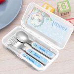 Personalised Cute Puppy Fantasy Unicorn Animal Safe Stainless Steel Kid’s Fork Spoon Knife 3 Pcs Cutlery Set with Name and Case Birthday Gift for Kids