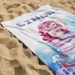 Personalized Fantasy Mermaid Quick Dry Oversized Microfiber Beach Towel with Name Vacation Beach Travel Accessories Birthday Gift for Girls Kids
