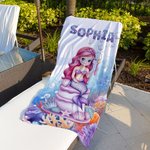 Personalized Fantasy Mermaid Quick Dry Oversized Microfiber Beach Towel with Name Vacation Beach Travel Accessories Birthday Gift for Girls Kids