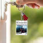 Personalized Sports Newspaper Photo Acrylic Keychain with Team Name Number and Tassel Birthday Team Gift for Sports Lovers Players