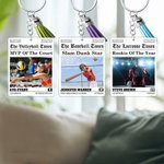 Personalized Sports Newspaper Photo Acrylic Keychain with Team Name Number and Tassel Birthday Team Gift for Sports Lovers Players