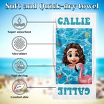 Personalized Swimming Pool 3D Cute Cartoon Kid Quick Dry Oversized Beach Towel with Name Summer Travel Essential Vacation Gift for Boys Girls