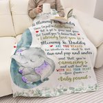 Personalised Baby Elephant Leaf Soft Blanket with Name and Title Nursery Decor Mother's Day Baby Shower Gift for New Grandparents Newborns Mom