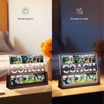 Luce notturna personalizzata in acrilico con collage di 6 foto nome e testo base in legno regalo di compleanno per allenatori o amanti dello sport
