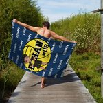 Personalised Sports Ball Cartoon Character Quick Dry Oversized Beach Towel with Name Travel Vacation Essentials Birthday Gift for Sports Lover