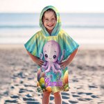 Personalized Sea Animal Underwater World Super Absorbent Hooded Beach Towel with Name Travel Summer Vacation Birthday Gift for Boys Girls