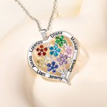 Personalized 1-8 Birthstone Flowers Necklace with Engraved Names Dainty Family Jewellery Birthday Anniversary Mother's Day Gift for Women