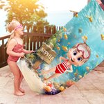 Personlig dykning barn 3D tecknad karaktär överdimensionerad snabbtorkande strandhandduk med namn sommar pool Essentials Party födelsedagspresent för pojkar flickor