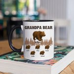 Personalized Forest Daddy Bear Leading Kid Bear 11 oz Ceramic Coffee Mug with 1-12 Names Birthday Father's Day Gift for Dad Grandpa