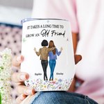 Personalized 2-4 Leopard Besties Back View Floral 12 oz Wine Tumbler with Lid and Names Friendship Birthday Gift for Friends