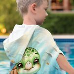 Personalized Sea Animal Underwater World Super Absorbent Hooded Beach Towel with Name Travel Summer Vacation Birthday Gift for Boys Girls
