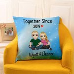 Personalised Together Since Year Cartoon Couple Soft Cushion Cover with Names Home Decor Anniversary Birthday Gift for Couples