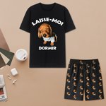 Set de Pyjama Personnalisé avec 2 Photos et Texte Vêtement à Manches Courtes Cadeau Anniversaire pour Homme Amoureux des Animaux de Compagnie