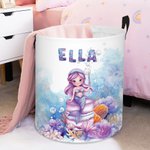 Personalisierte Fantasy Meerjungfrau zusammenklappbar wasserdicht Wäscheaufbewahrung Korb mit Namen und Griff Housewarming Geburtstag Geschenk für Mädchen Kinder