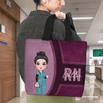 Personalized Cartoon Medical Character Large Tote Bag with Name and Title Gratitude Birthday Gift for Nurse Doctor Medical Staff