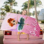 Personalized 3D Cartoon Ballet Girl Quick Dry Oversized Beach Towel with Name Summer Vacation Essentials Beach Pool Party Birthday Gift for Girls