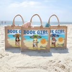 Sac fourre-tout en toile de jute avec nom Accessoires de voyage Cadeau d'anniversaire Cadeau de fête pour les femmes passionnées de lecture