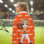 Personalized Multicolor Tennis Cricket Ball Cartoon Character Soft Throw Blanket with 1-11 Names Home Decor Birthday Gift for Sports Lovers