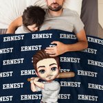Personalized Multicolor Tennis Cricket Ball Cartoon Character Soft Throw Blanket with 1-11 Names Home Decor Birthday Gift for Sports Lovers