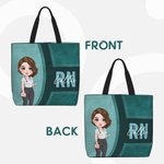 Personalized Cartoon Medical Character Large Tote Bag with Name and Title Gratitude Birthday Gift for Nurse Doctor Medical Staff