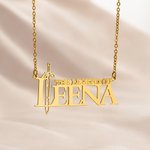Collier d'épée personnalisé La Légende de Inspiré avec nom Bijoux délicat Jeu Anniversaire Cadeau pour Famille Ami