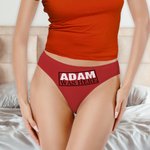 Personalised Heart Sealed with A Kiss Red Sexy Thong Brief with Name Safe and Breathable Honeymoon Travel Valentine's Day Gift for Wife Girlfriend