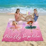 Personalized 3D Cartoon Ballet Girl Quick Dry Oversized Beach Towel with Name Summer Vacation Essentials Beach Pool Party Birthday Gift for Girls