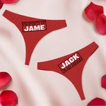 Personalised Heart Sealed with A Kiss Red Sexy Thong Brief with Name Safe and Breathable Honeymoon Travel Valentine's Day Gift for Wife Girlfriend
