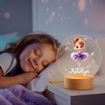 Personalised Cute 3D Cartoon Ballet Girl LED Night Light with Wooden Base and Name Room Decor Competition Reward Birthday Gift for Ballerinas