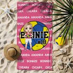 Personalised Sports Ball Cartoon Character Quick Dry Oversized Beach Towel with Name Travel Vacation Essentials Birthday Gift for Sports Lover