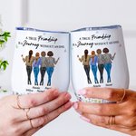 Personalized 2-4 Leopard Besties Back View Floral 12 oz Wine Tumbler with Lid and Names Friendship Birthday Gift for Friends