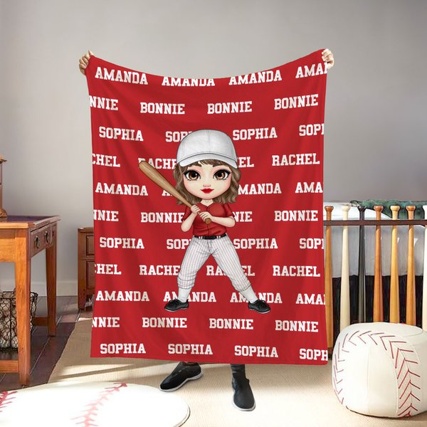 Personalised Multicolour Tennis Cricket Ball Cartoon Character Soft Throw Blanket with 1-11 Names Home Decor Birthday Gift for Sports Lovers