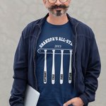 Personalized Baseball Bat Team Grandpa's All Stars 100% Cotton Soft Men's T-shirt with 1-10 Names and Year Father's Day Birthday Team Gift for Grandpa Dad